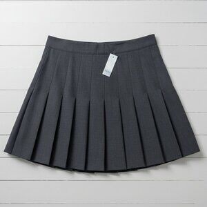 Aritzia Talula Hedran Skirt 8 Charcoal Pleated School Girl Skater Skirt NWT